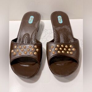 5/$25 Oka b. Brown Studded Sandals